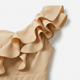 AloeZ | Robe Maxi Soirée Volant Mono-Épaule