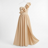 AloeZ | Robe Maxi Soirée Volant Mono-Épaule