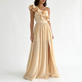 AloeZ | Robe Maxi Soirée Volant Mono-Épaule