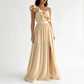 AloeZ | Robe Maxi Soirée Volant Mono-Épaule