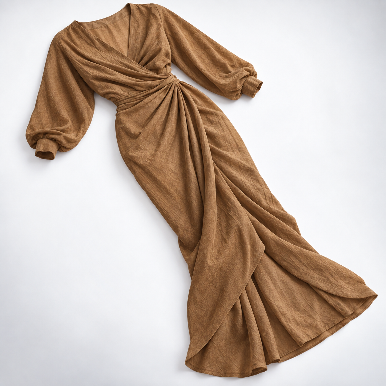 Robe Longue Portefeuille Drapée Col V - vue 5