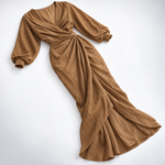 Robe Longue Portefeuille Drapée Col V - vue 5