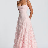 AloeZ | Robe Maxi Élégante en Dentelle Fleurie