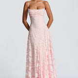 AloeZ | Robe Maxi Élégante en Dentelle Fleurie