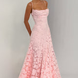 AloeZ | Robe Maxi Élégante en Dentelle Fleurie