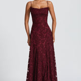 AloeZ | Robe Maxi Élégante en Dentelle Fleurie