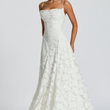 AloeZ | Robe Maxi Élégante en Dentelle Fleurie