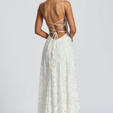 AloeZ | Robe Maxi Élégante en Dentelle Fleurie