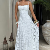 AloeZ | Robe Maxi Élégante en Dentelle Fleurie