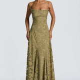 AloeZ | Robe Maxi Élégante en Dentelle Fleurie