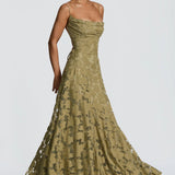 AloeZ | Robe Maxi Élégante en Dentelle Fleurie