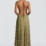 AloeZ | Robe Maxi Élégante en Dentelle Fleurie