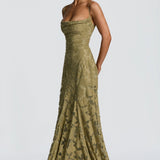 AloeZ | Robe Maxi Élégante en Dentelle Fleurie