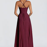 AloeZ | Robe Maxi Élégante Décolleté Froncé