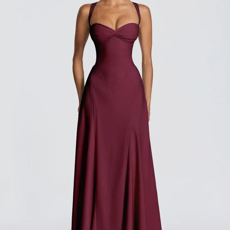 AloeZ | Robe Maxi Élégante Décolleté Froncé