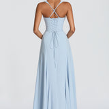 AloeZ | Robe Maxi Élégante Décolleté Froncé