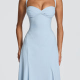 AloeZ | Robe Maxi Élégante Décolleté Froncé