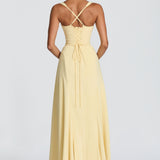 AloeZ | Robe Maxi Élégante Décolleté Froncé