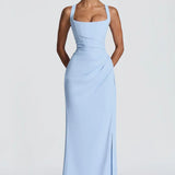 AloeZ | Robe Maxi Décolleté Carré et Fente