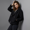 Manteau court croisé noir à revers