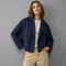 Manteau court croisé bleu marine à revers