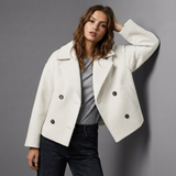 Manteau court croisé blanc à revers