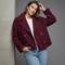 Manteau court croisé rouge bordeaux à revers