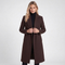 Manteau long à revers coloris marron foncé