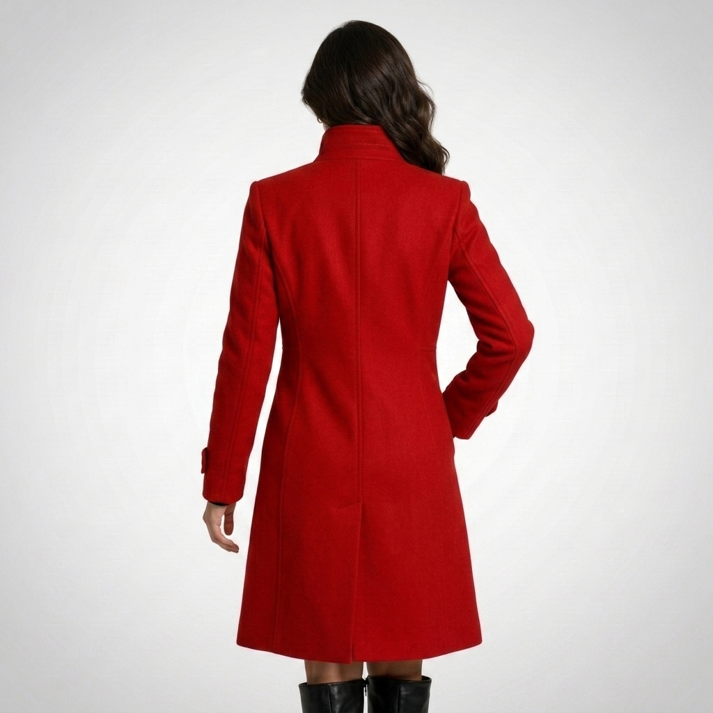 Dos du manteau long rouge