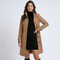 Manteau long camel à col montant