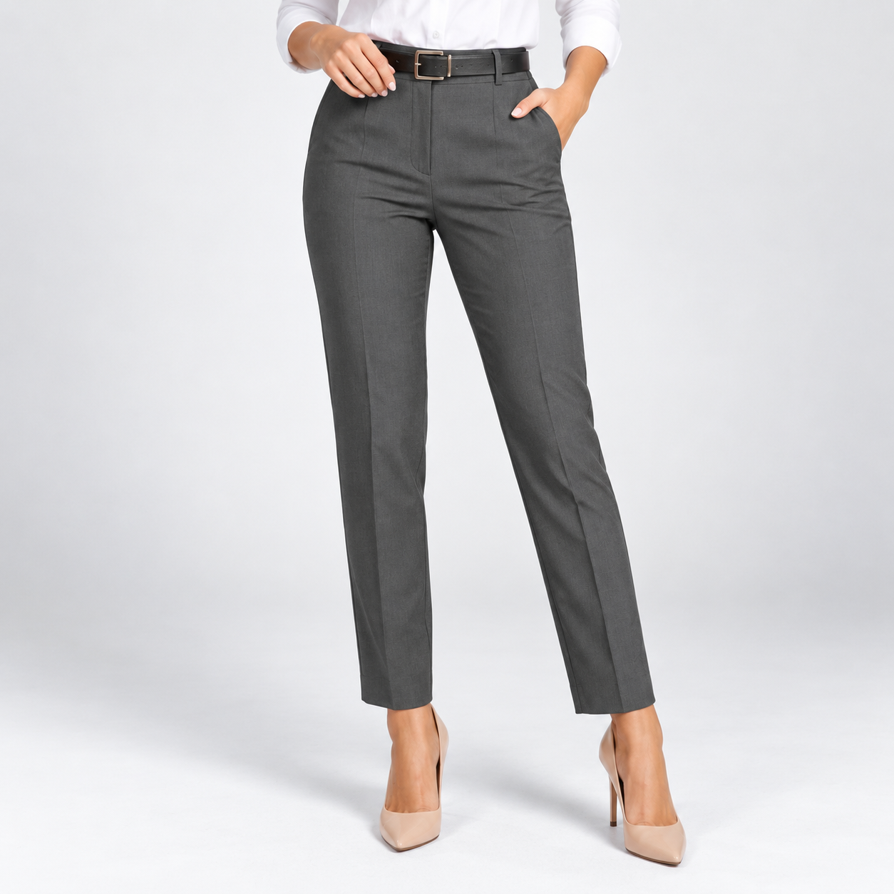 Pantalon taille haute gris foncé