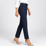 Pantalon taille haute bleu marine vu de profil