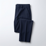 Pantalon taille haute bleu marine présenté plié