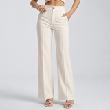 Pantalon taille haute crème