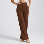 Pantalon taille haute marron