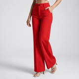 Pantalon taille haute rouge