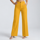 Pantalon taille haute jaune