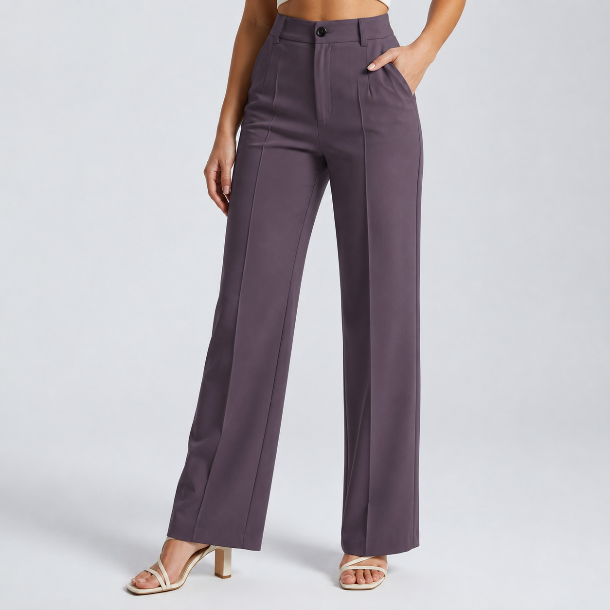 Pantalon taille haute violet