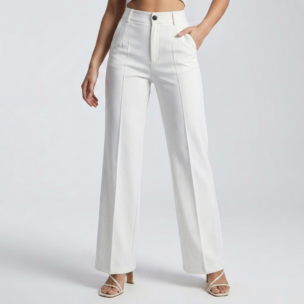 Pantalon taille haute blanc