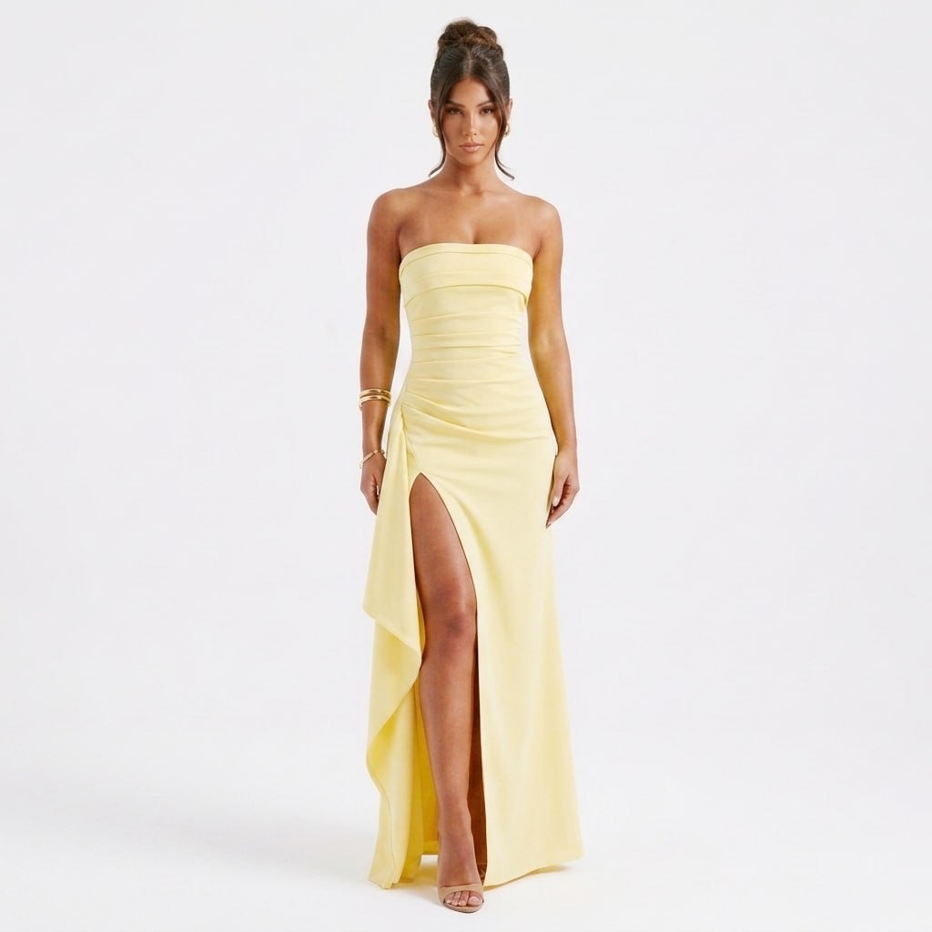 AloeZ | Robe Maxi Sans Bretelles et Fente Élégante