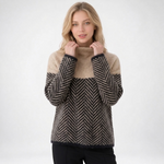 Pull motif chevron coloris marron