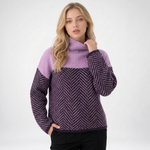 Pull motif chevron coloris lilas