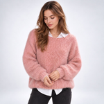 Pull doux coupe ample coloris rose