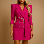 Robe blazer croisée rose à ceinture portée