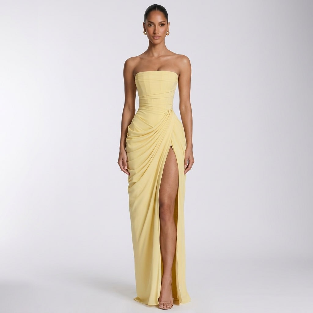 Robe Longue Bustier Corset Fendue - vue 1