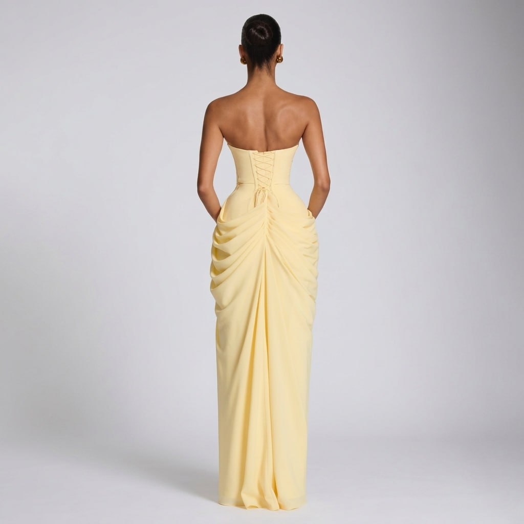 Robe Longue Bustier Corset Fendue - vue 3