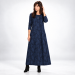 Robe longue imprimée coloris bleu