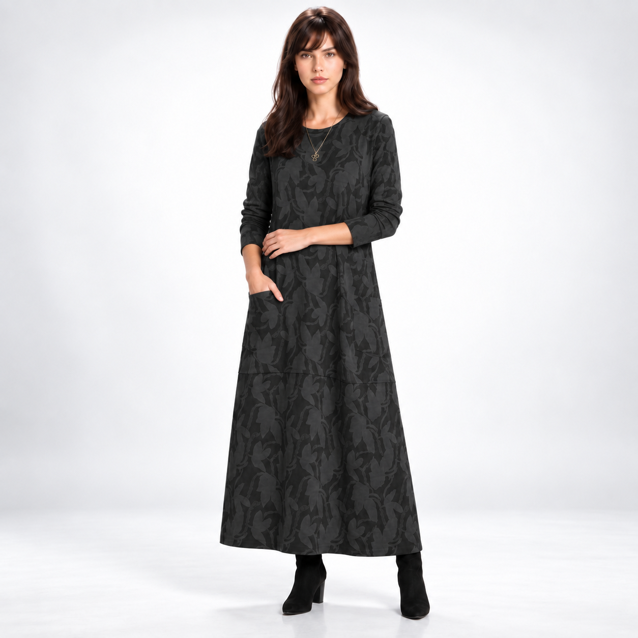 Robe longue imprimée coloris noir