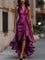 Robe maxi portefeuille fuchsia portée