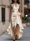 Robe maxi portefeuille champagne portée